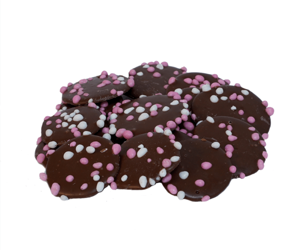 Chocolade Flikken geboorte melk roze (100gr)
